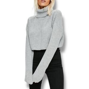Missguided Ribbed Turtle Neck Knit Cropped Sweater EUC